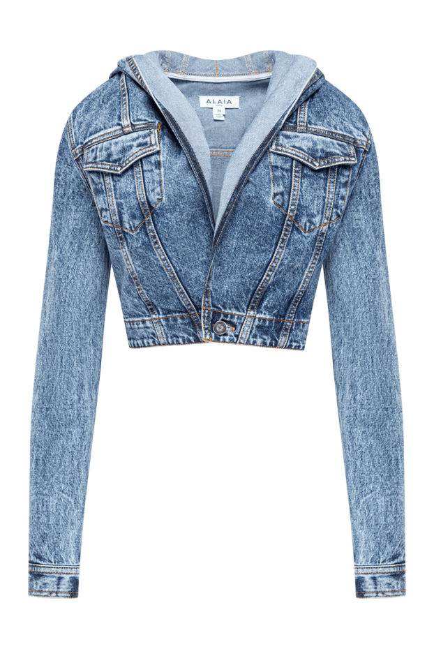 Alaia women's cropped denim jacket with a hood 194340 - photo 1