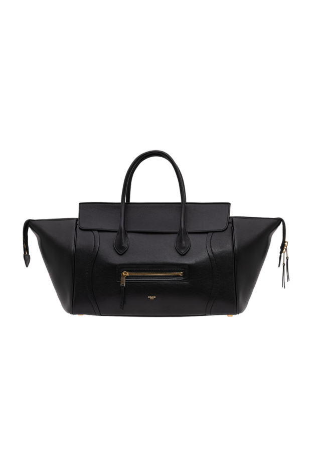 Celine жұмсақ жылтыр қара қой терісінен жасалған сөмке 194382 - фото 1