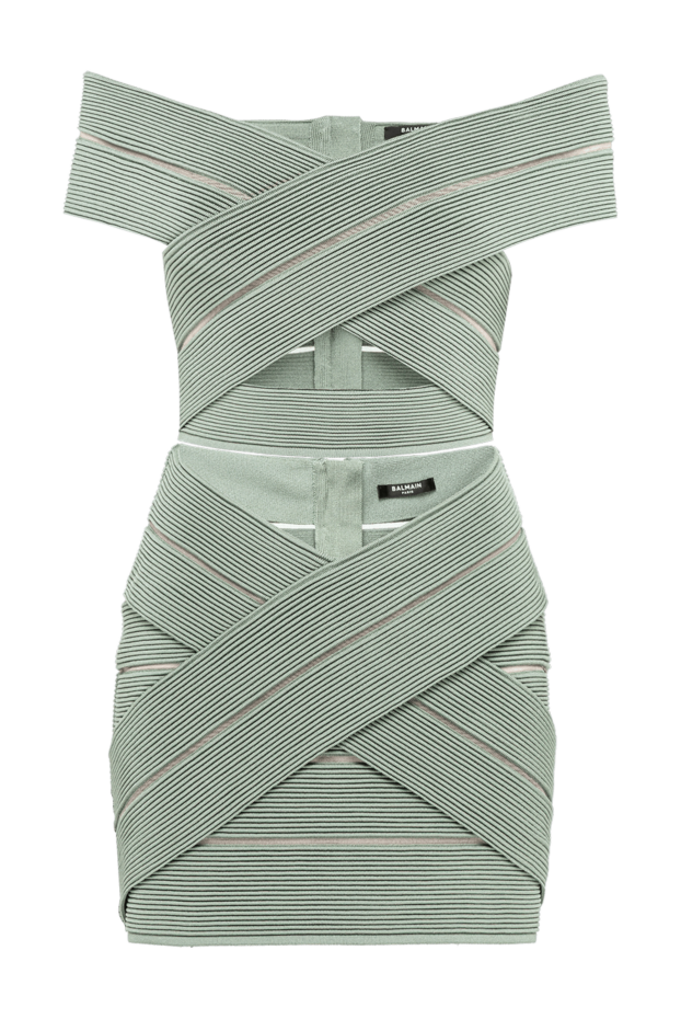 Balmain әйелдерге арналған шалфей жасыл түсті қысқа жейде және мини юбка жиынтығы 194392 - фото 1