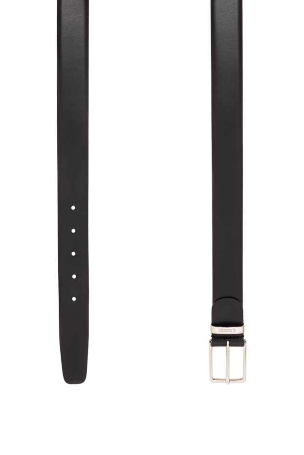 A.Testoni black leather belt with a simple rectangular buckle with rounded corners 194505 - photo 3