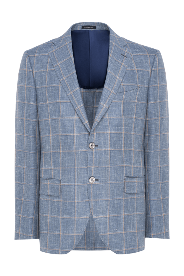 Sartoria Latorre men's single-breasted handmade jacket in a large gray-blue check 194601 - photo 1