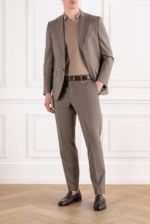 Sartoria Latorre men's coffee-colored wool two-piece suit with accent buttons 194603 - photo 2