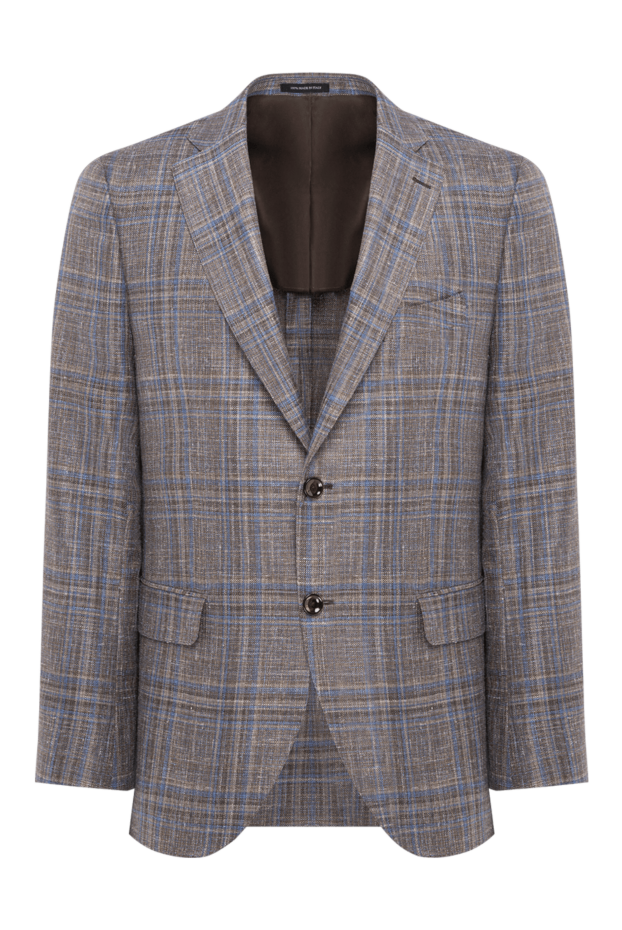 Sartoria Latorre glen men's grey blue check blazer with patch flaps 194605 - photo 1