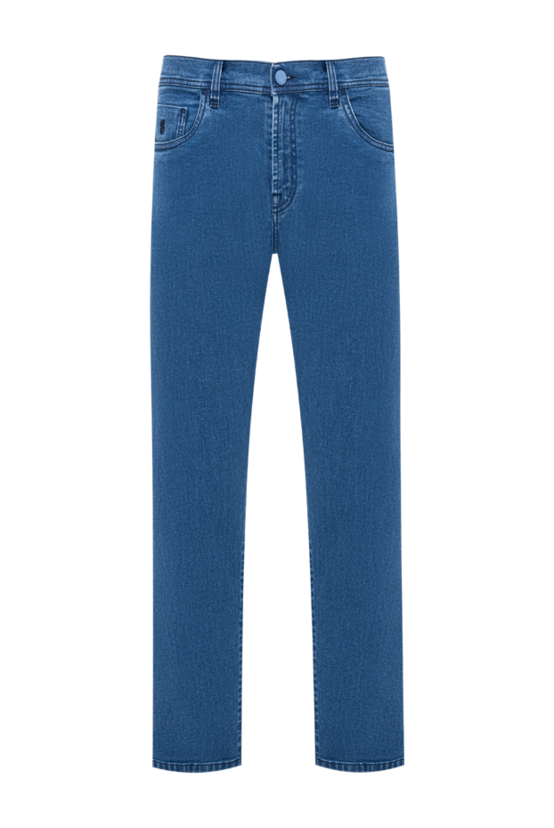 Scissor Scriptor men's straight leg bright blue jeans with embroidery and crocodile patch 194632 - photo 1