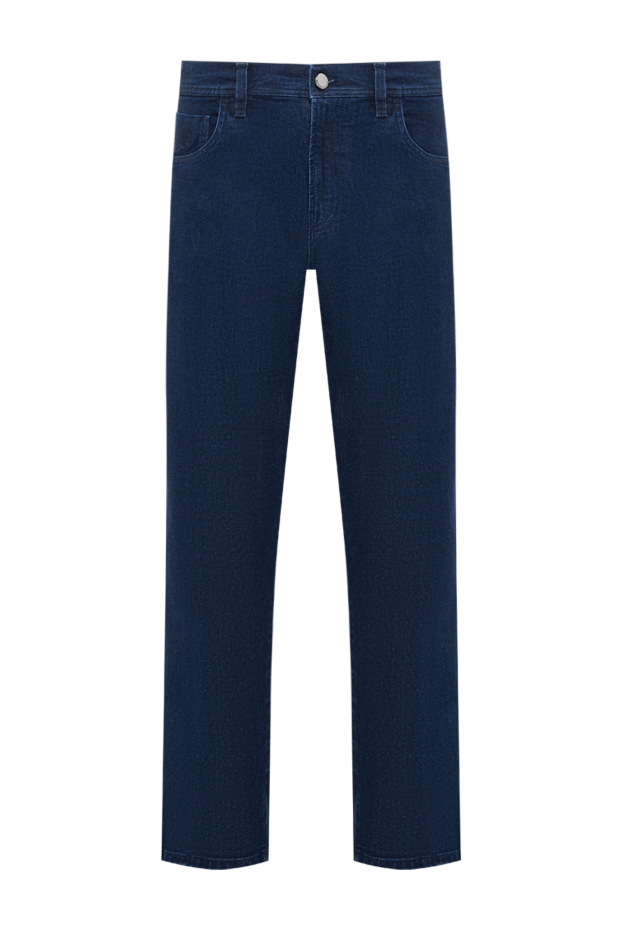 Scissor Scriptor men's straight-leg dark blue jeans with crocodile leather patch 194634 - photo 1