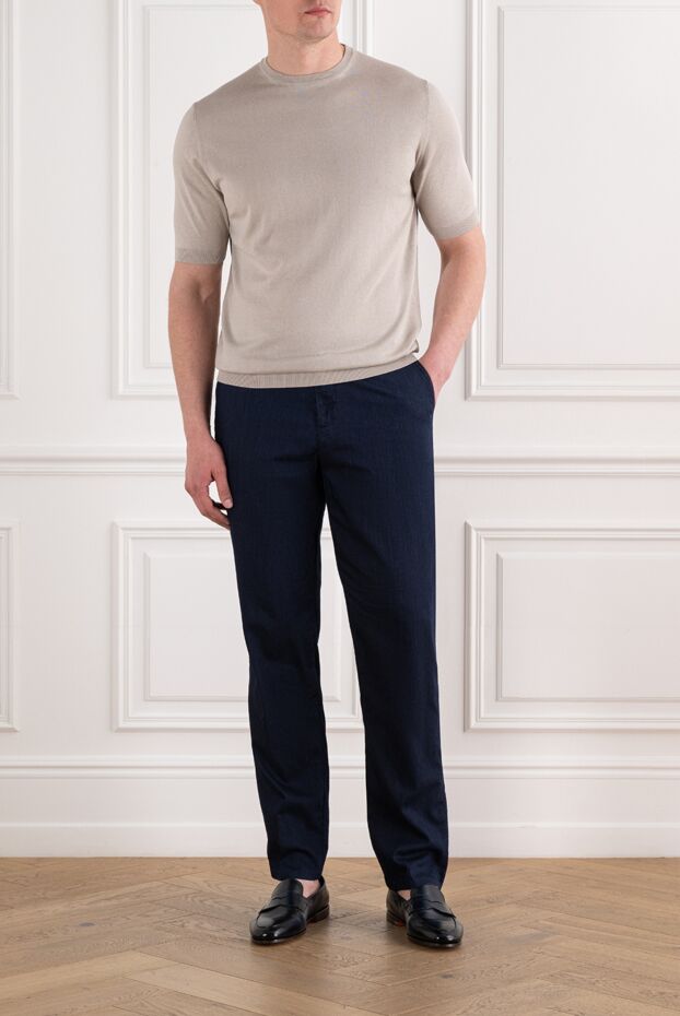Scissor Scriptor men's straight-leg dark blue denim jeans with adjustable drawstring 194635 - photo 2