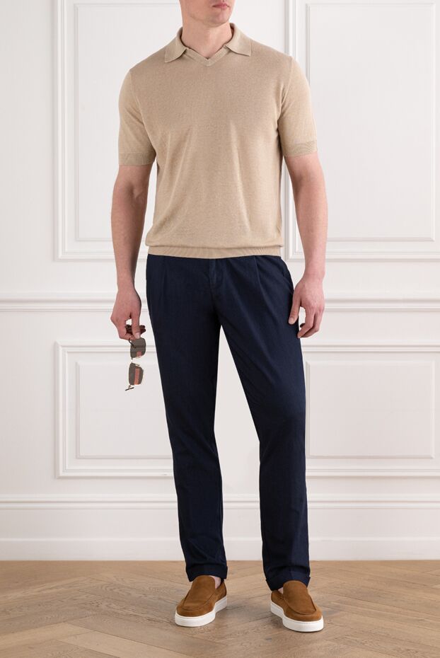 Scissor Scriptor men's dark blue tapered jeans with pleats and cuffs 194637 - photo 2