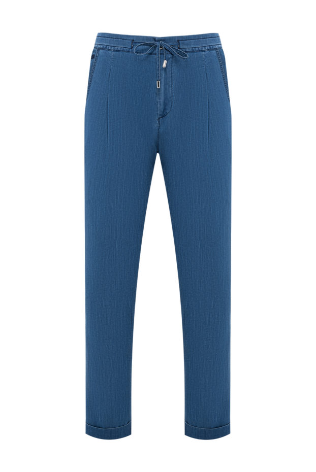 Scissor Scriptor men's blue tapered jeans with pleats, drawstring and cuffs 194638 - photo 1