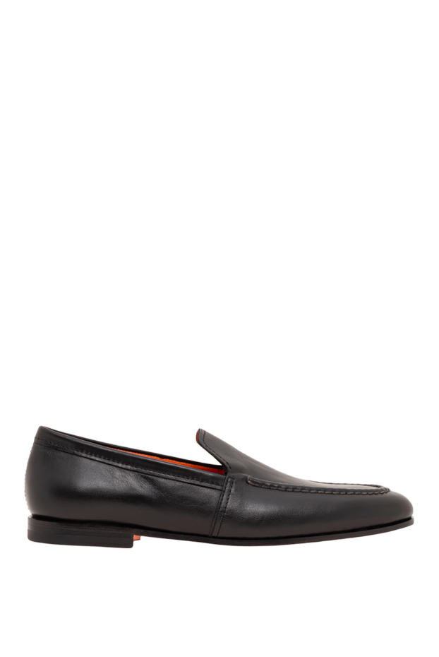 Santoni черные кожаные лоферы с яркой внутренней отделкой 194695 - фото 1