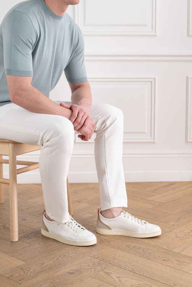 Santoni premium white sneakers with contrasting accents 194700 - photo 2