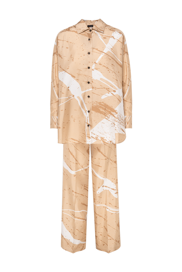 Kiton women's camel silk suit with a dynamic abstract print 194710 - photo 1