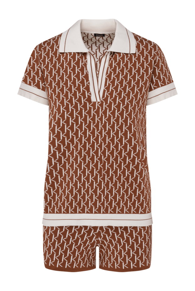 Kiton brown knit polo and shorts suit with geometric print 194711 - photo 1