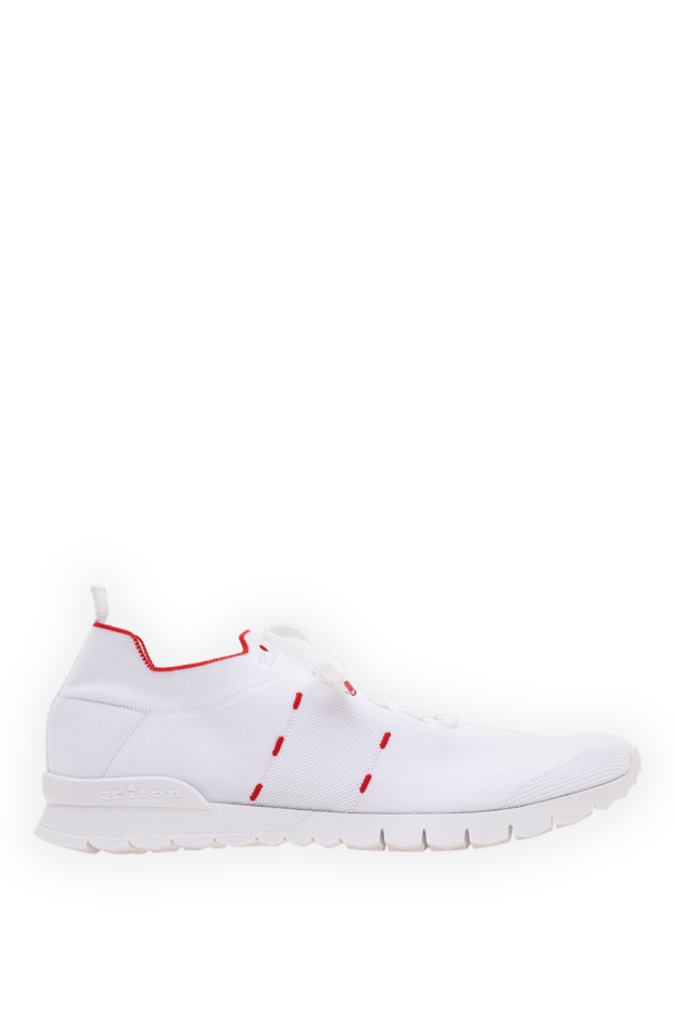 Kiton white textile sock sneakers with red piping and decorative stitching 194725 - photo 1