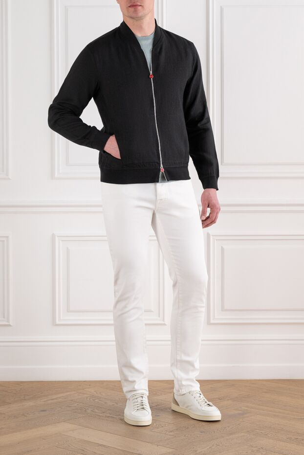 Kiton black men's zip-up bomber jacket with red pullers 194726 - photo 2
