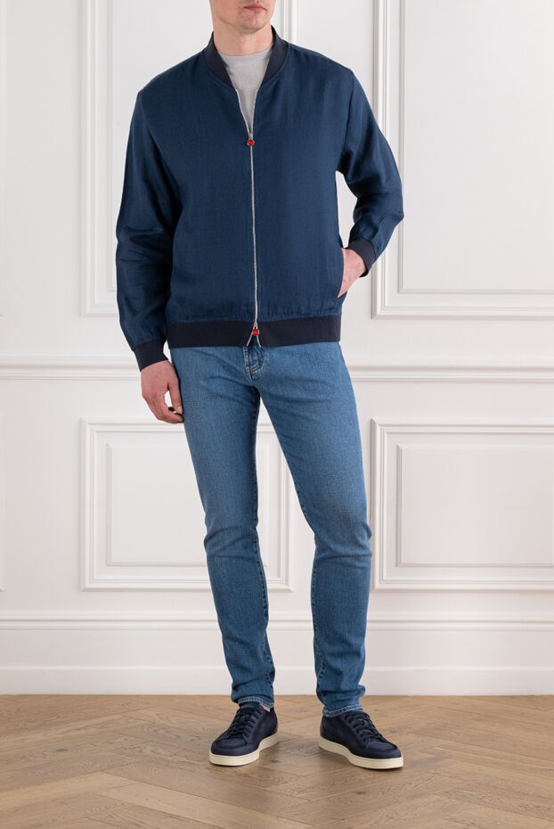 Kiton men's lightweight bomber jacket made of breathable linen with a textured weave 194727 - photo 2