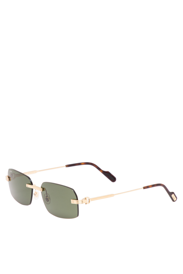 Cartier gold frameless rectangular sunglasses with dark green lenses and textured temples 194754 - photo 3