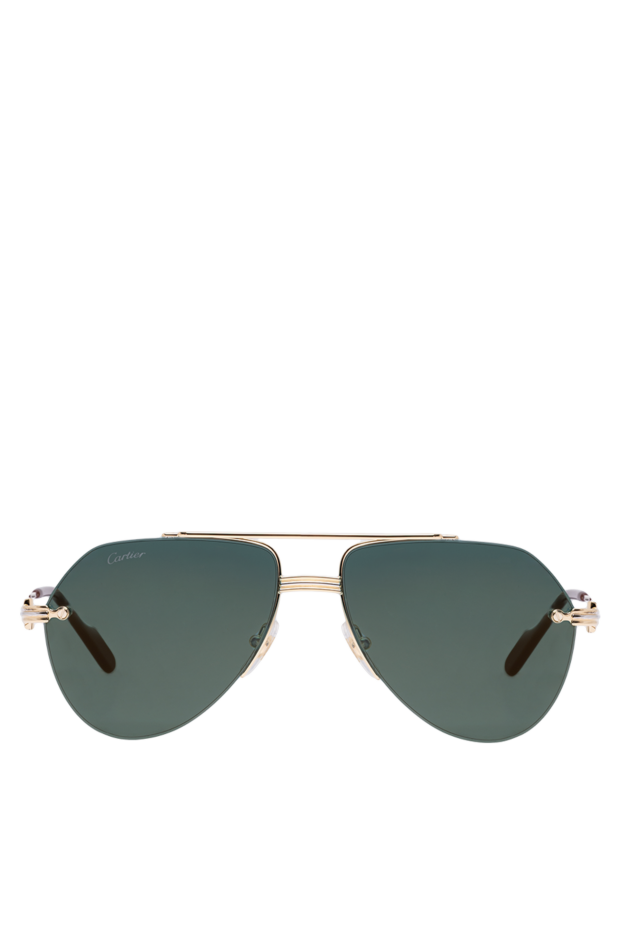 Cartier rimless aviator sunglasses with green lenses and gold temples 194763 - photo 1
