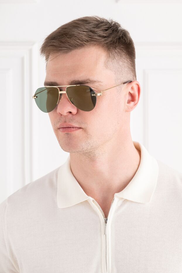 Cartier rimless aviator sunglasses with green lenses and gold temples 194763 - photo 2