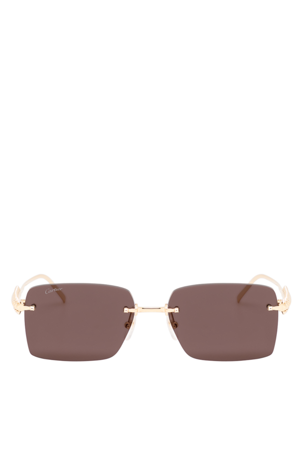 Cartier gold rimless rectangular sunglasses with accent ribbed temples in the clash de cartier style 194785 - photo 1