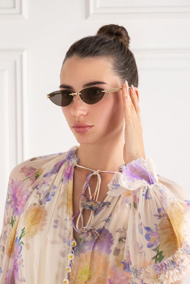 Cartier rimless fox-shaped glasses with brown gradient lenses and distinctive textured temples 194788 - photo 2