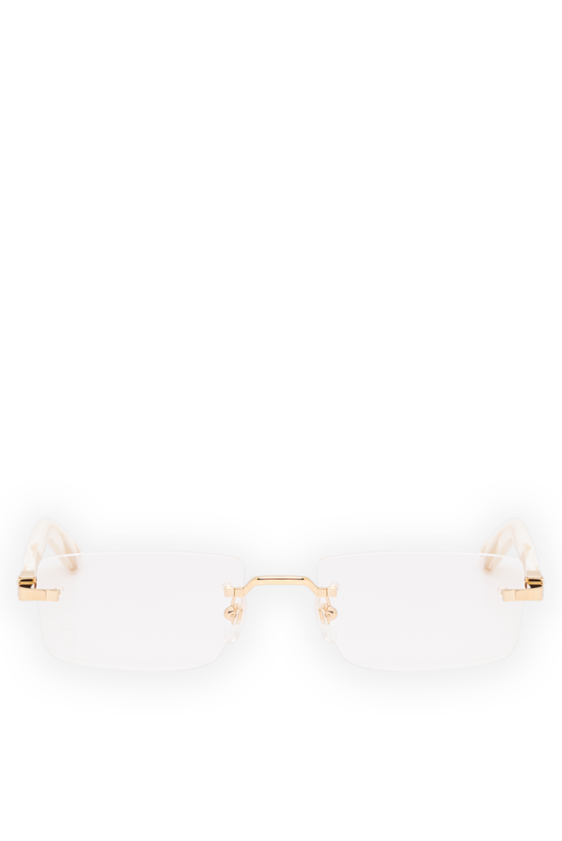 Cartier gold rectangular rimless glasses with marbled white temples 194797 - photo 1