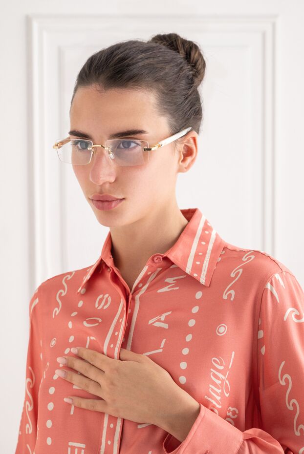 Cartier gold rectangular rimless glasses with marbled white temples 194797 - photo 2