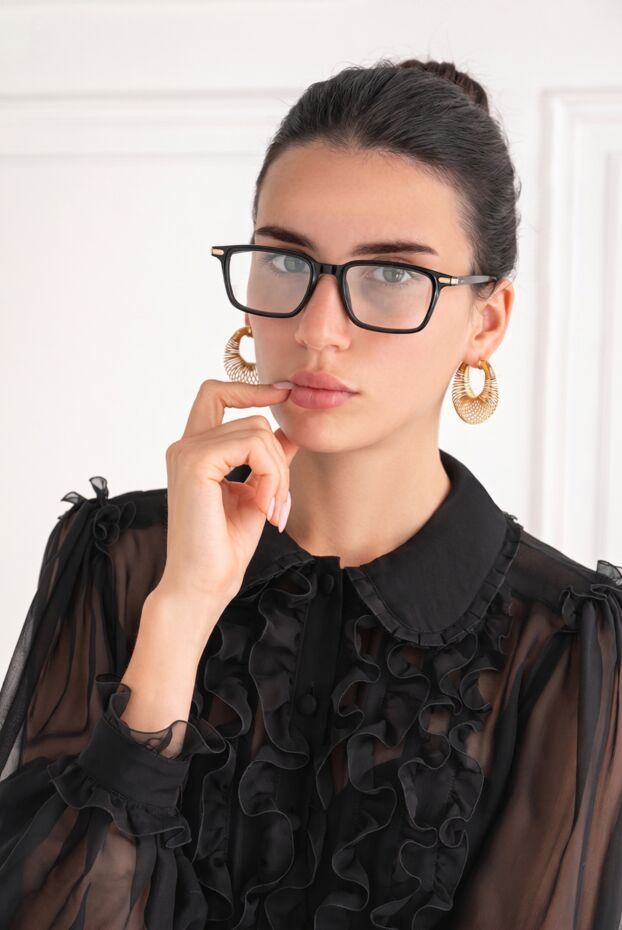 Cartier black rectangular optical glasses made of thick acetate with thin gold plaques 194799 - photo 2