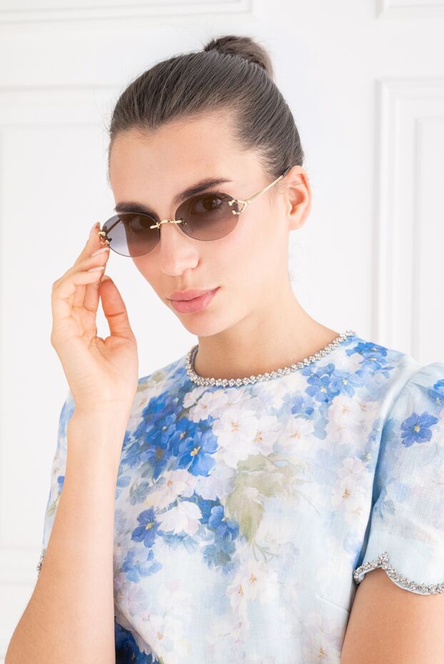 Cartier rimless oval glasses with gold temples and pink-gray gradient lenses 194801 - photo 2