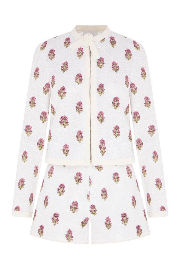 Giambattista Valli a shiny suit consisting of a zip-up jacket and shorts with floral embroidery 194822 - photo 1