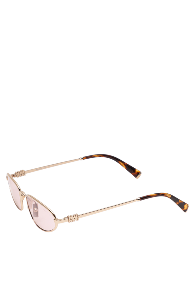 Miu Miu diamond-shaped glasses with a gold frame and soft pink lenses 194850 - photo 3
