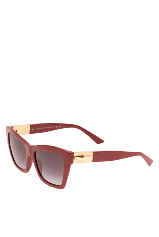 Jimmy Choo алтын түсті әшекейлері бар үлкен бургундия түсті мысық көзілдірігі 194860 - фото 3