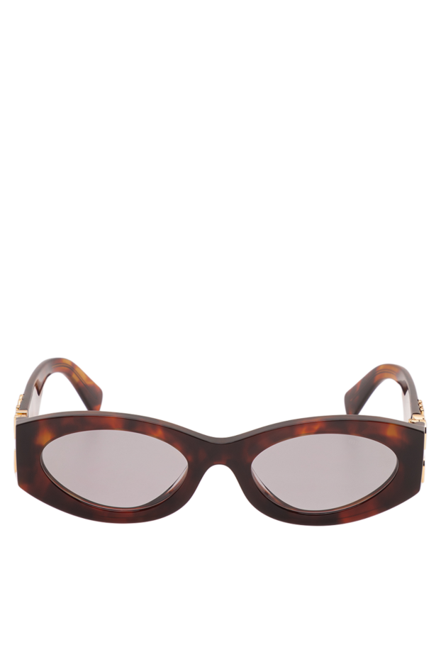 Miu Miu oval tortoiseshell sunglasses with a chunky gold logo and smoked lenses 194863 - photo 1