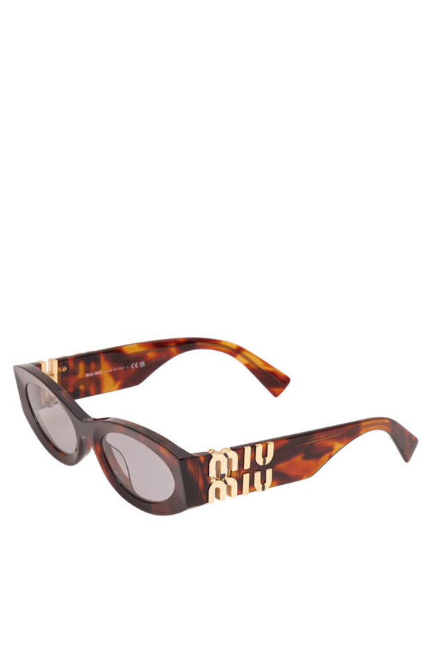 Miu Miu oval tortoiseshell sunglasses with a chunky gold logo and smoked lenses 194863 - photo 3
