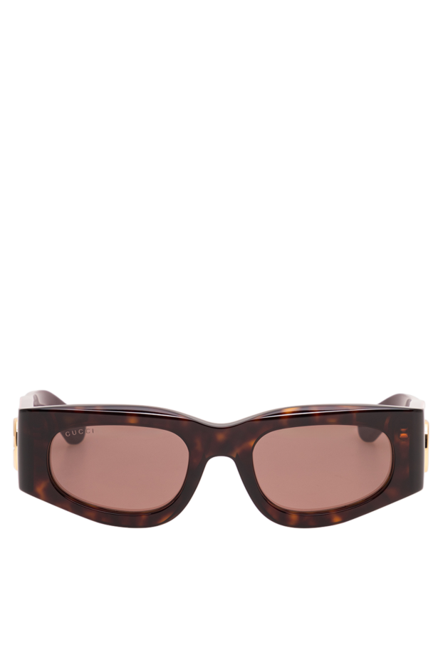 Gucci rectangular tortoiseshell sunglasses with contrasting burgundy temples and gold logo 194897 - photo 1