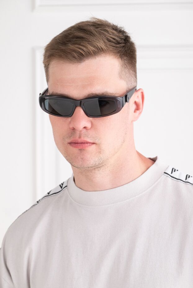 Balenciaga rectangular sunglasses with translucent gray frames and logo 194920 - photo 2