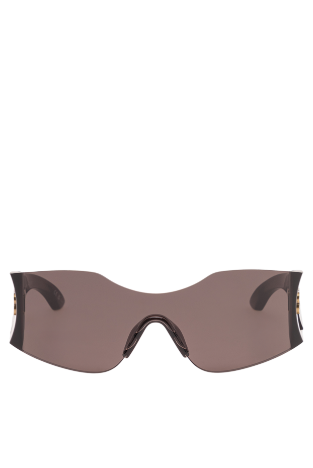 Balenciaga streamlined black frame mask sunglasses with gold monogram 194923 - photo 1
