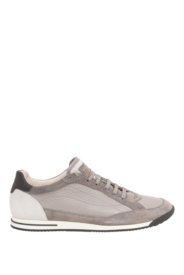 Brunello Cucinelli men's gray sneakers made of genuine leather and suede 194952 - photo 1