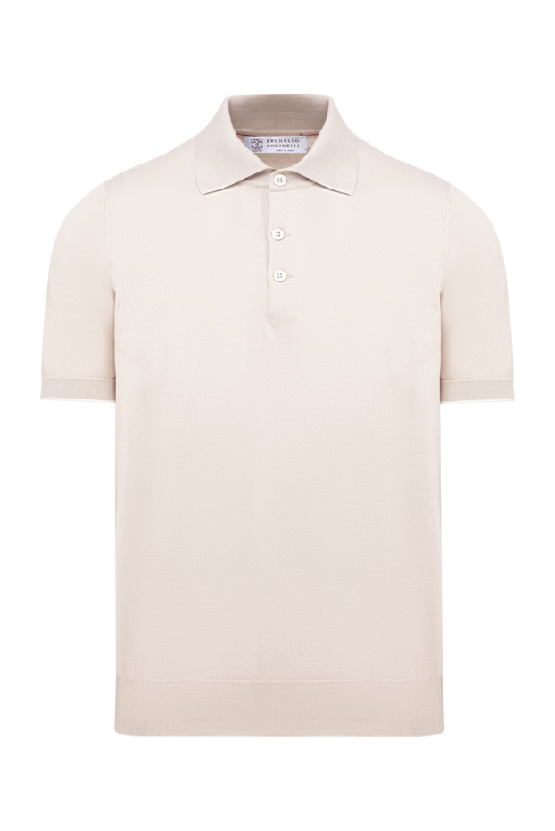 Brunello Cucinelli beige knitted polo shirt made of lightweight premium cotton with short sleeves 194961 - photo 1