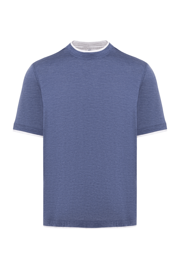 Brunello Cucinelli men's blue melange t-shirt with a layered effect 194985 - photo 1