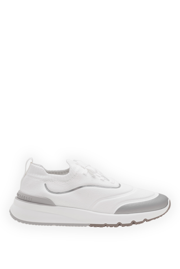 Brunello Cucinelli white knit sneakers with contrasting silver trim 194996 - photo 1