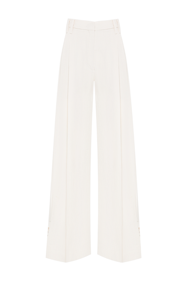 Brunello Cucinelli women's white wide-leg trousers made of viscose and linen 195012 - photo 1