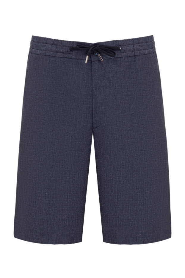Cesare di Napoli men's textured blue bermuda shorts with drawstring 195031 - photo 1