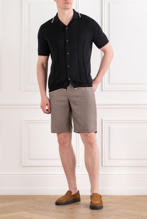 Cesare di Napoli men's brown bermuda shorts with a melange texture 195043 - photo 2