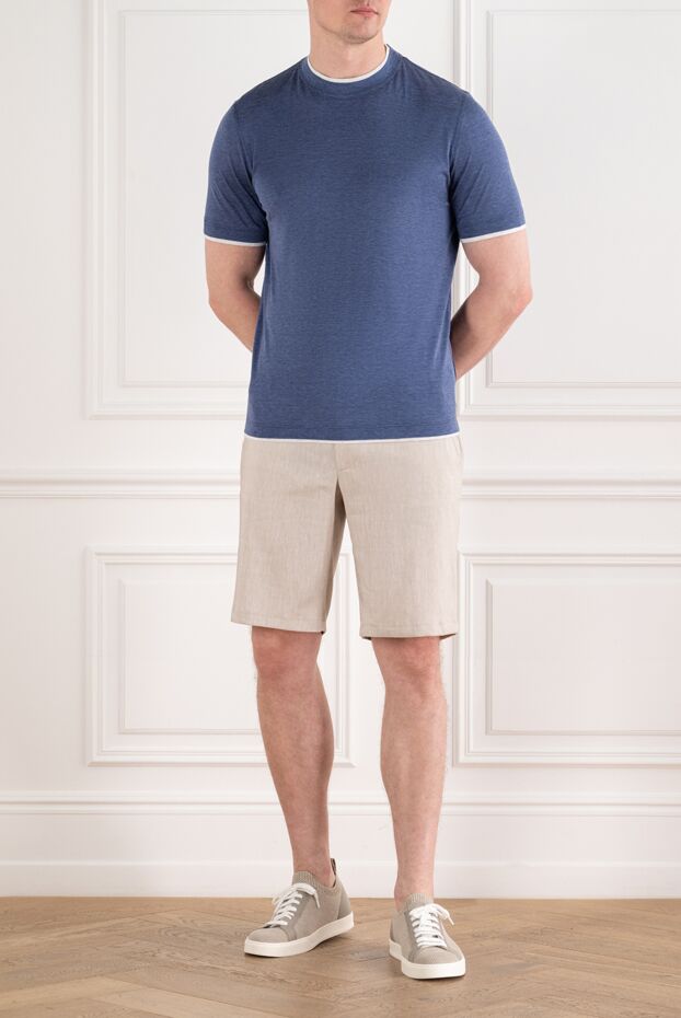 Cesare di Napoli men's linen bermuda shorts in a light sand shade 195053 - photo 2