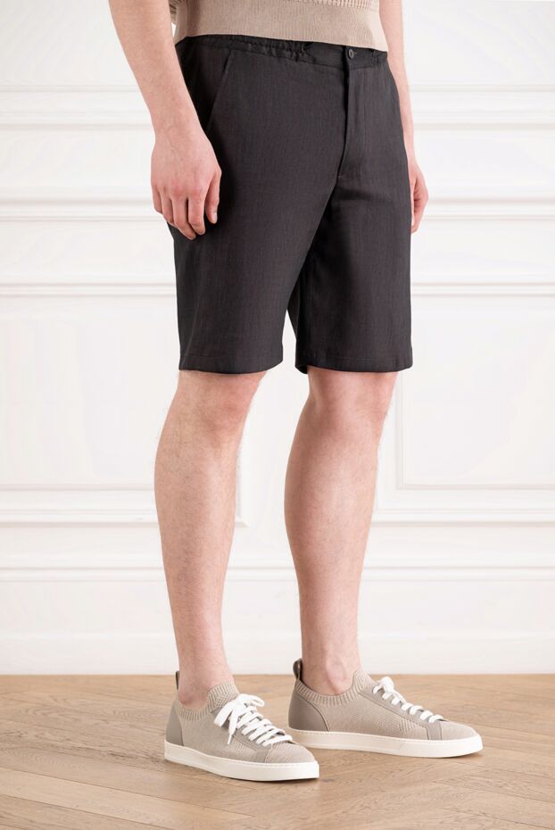 Cesare di Napoli men's textured summer bermuda shorts in deep black 195054 - photo 3