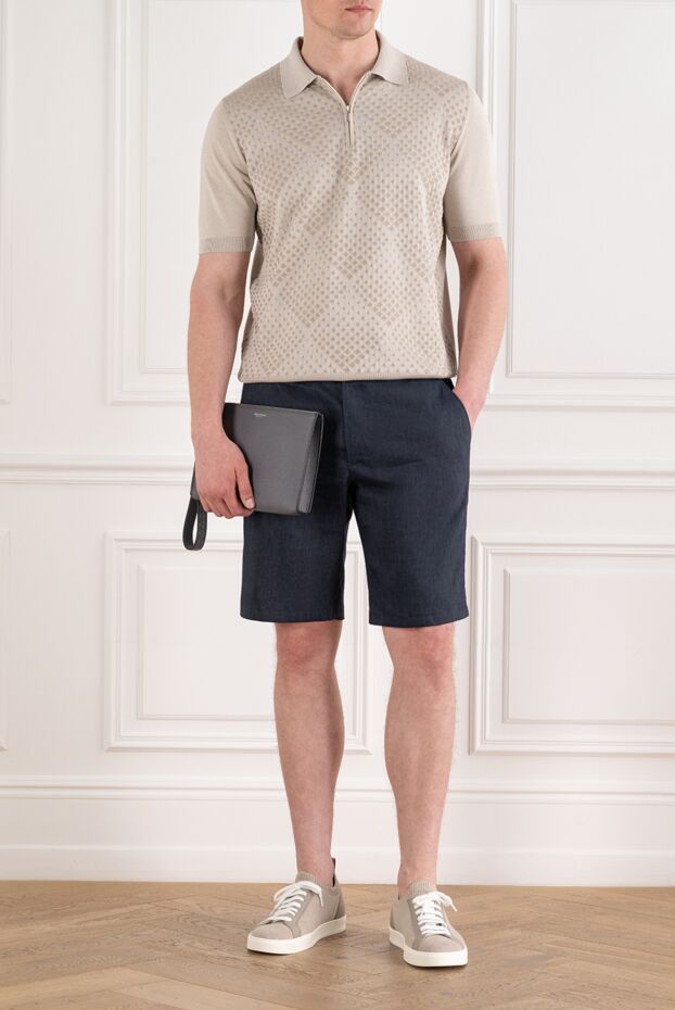 Cesare di Napoli men's dark blue bermuda shorts made of textured fabric 195056 - photo 2