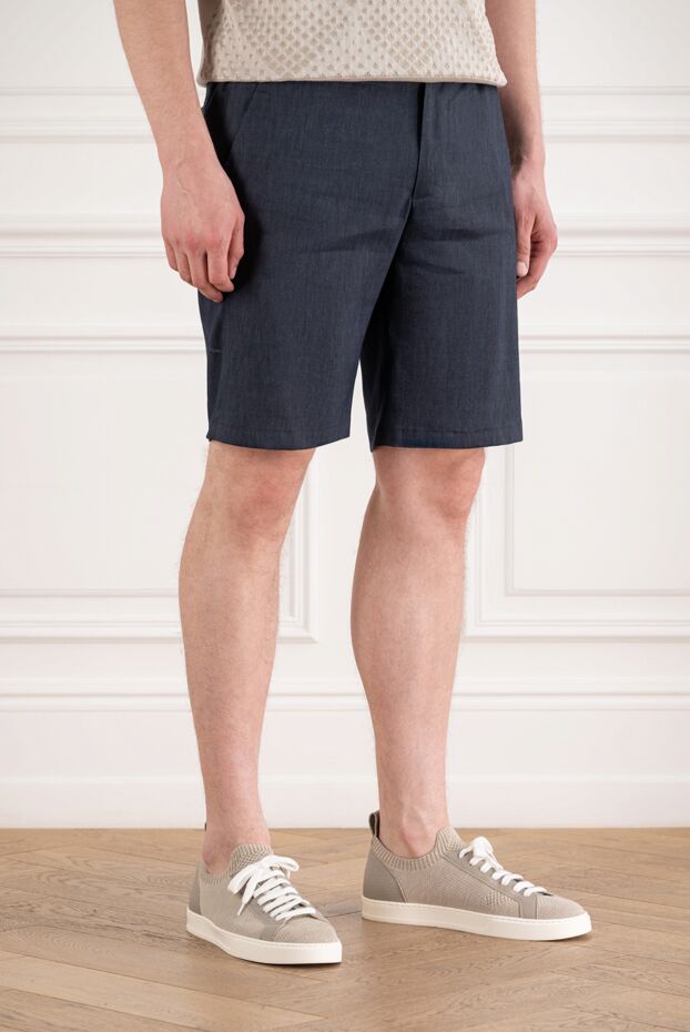 Cesare di Napoli men's dark blue bermuda shorts made of textured fabric 195056 - photo 3