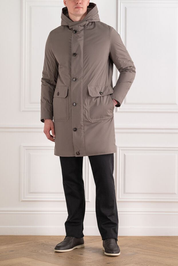 Seraphin men's long fur-lined parka with a gray hood 195057 - photo 2