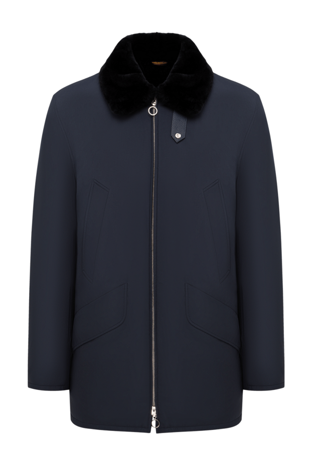Seraphin men's dark blue fur-lined jacket with a turn-down collar 195059 - photo 1