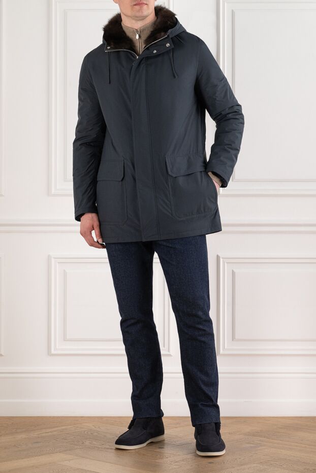 Seraphin men's dark blue fur-lined parka with a deep hood 195061 - photo 2
